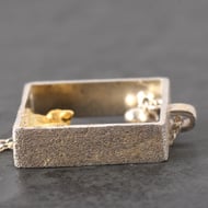 925 Sterling Silver Cute 3D Cat Playing in Box Pendant & Chain Necklace - 9