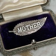 Antique Silver Mother Leaf Brooch Etched Pin Edwardian