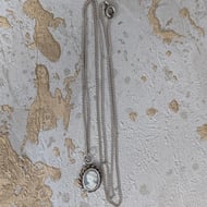 Vintage Silver Cameo Pendant Necklace Blue Wedgwood Lady Rope Twist Oval Chain - 3