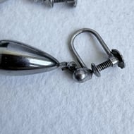 Vintage Silver Teardrop Drop Earrings Screw Back Polished Puffy Dangle Pair - 5