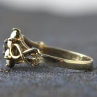 Vintage Sterling Silver Opal & Amethyst Flower Cluster Gold Ring - 4