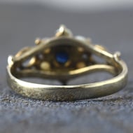 Vintage Sterling Silver Opal & Amethyst Flower Cluster Gold Ring - 5