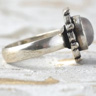 Silver Ornate Rose Quartz Oval Cabochon Ring - 4
