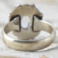 Silver Ornate Rose Quartz Oval Cabochon Ring - 5