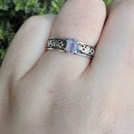 Sterling Silver Filigree Band Amethyst Solitaire Ring - 2