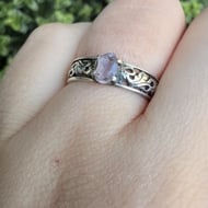 Sterling Silver Filigree Band Amethyst Solitaire Ring