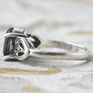 Sterling Silver Amethyst & Marcasite Art Deco Ring - 6