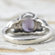 Sterling Silver Amethyst & Marcasite Art Deco Ring - 7