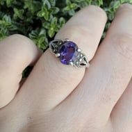 Sterling Silver Amethyst & Marcasite Art Deco Ring