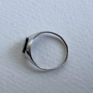 Vintage Silver Signet Ring Plain Oval Onyx Face  - 7