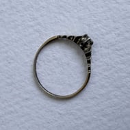 Vintage Silver Ring Clear Stone Zigzag Heart Band Stacking Gold Plated - 4