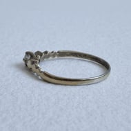 Vintage Silver Ring Clear Stone Zigzag Heart Band Stacking Gold Plated - 7