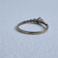 Vintage Silver Ring Clear Stone Zigzag Heart Band Stacking Gold Plated - 8