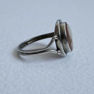 Vintage Silver Cameo Ring Carved Lady Portrait Shell Oval Bezel Ladies - 5