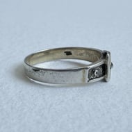 Vintage Silver Buckle Ring Engraved Band Sentimental Love Token Gold Plated - 4