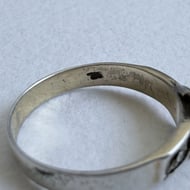 Vintage Silver Buckle Ring Engraved Band Sentimental Love Token Gold Plated - 7