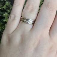 Vintage 9ct Gold and Silver Paste Eternity Band Ring Engraved Wide Stacking - 3