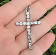 Antique Charles Horner Sterling Silver Paste Cross Pendant Chester Art Deco - 2