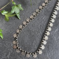 Antique Silver Collar Book Chain Victorian Necklace Floral Etched Choker