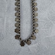 Antique Silver Collar Book Chain Victorian Necklace Floral Etched Choker - 11