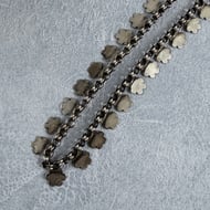 Antique Silver Collar Book Chain Victorian Necklace Floral Etched Choker - 7