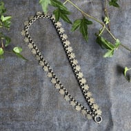 Antique Silver Collar Book Chain Victorian Necklace Floral Etched Choker - 3