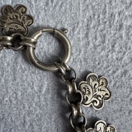Antique Silver Collar Book Chain Victorian Necklace Floral Etched Choker - 9