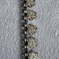 Antique Silver Collar Book Chain Victorian Necklace Floral Etched Choker - 10