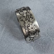 Antique Victorian Silver Bangle Aesthetics Ivy Leaf Hinged Bracelet Sterling 925 - 8