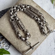 Antique Silver Albert Chain Fancy Link Watch Victorian Necklace