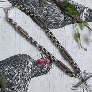 Antique Silver Albert Chain Fancy Link Watch Victorian Necklace - 4