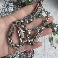 Antique Silver Albert Chain Fancy Link Watch Victorian Necklace - 2