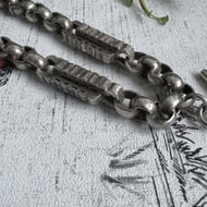 Antique Silver Albert Chain Fancy Link Watch Victorian Necklace - 7