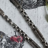 Antique Silver Albert Chain Fancy Link Watch Victorian Necklace - 9