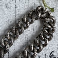Antique Victorian Sterling Silver Curb Bracelet Heart Padlock Engraved Chunky - 5