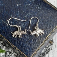 Vintage Sterling Silver Elephant Dangly Earrings Cute