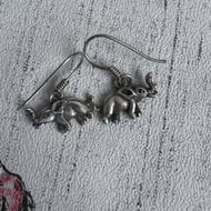 Vintage Sterling Silver Elephant Dangly Earrings Cute - 4