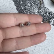 Sterling Silver Round Faceted Ball Stud Earrings  - 2
