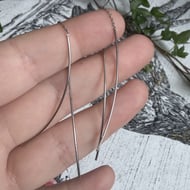 Sterling Silver Threaded Long Dangly Earrings Chain Thread  - 2