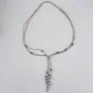 Sterling Silver Liquid Silver Amethyst Lariat Necklace - 2