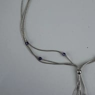 Sterling Silver Liquid Silver Amethyst Lariat Necklace - 5