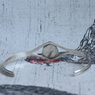 Vintage Silver Coral Bear Paw Cuff Southwestern Bangle - 4