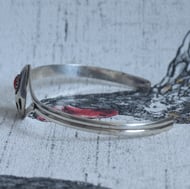 Vintage Silver Coral Bear Paw Cuff Southwestern Bangle - 5