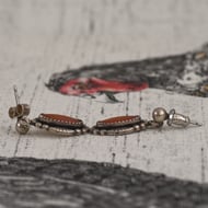 Vintage Sterling Silver Orange Mother of Pearl Earrings - 5