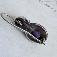 Vintage Sterling Silver Amethyst Drop Earrings - 3