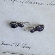 Vintage Sterling Silver Amethyst Drop Earrings - 4