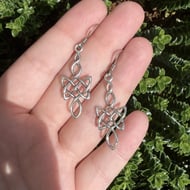 Vintage Sterling Silver Celtic Knot Drop Earrings - 2
