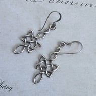 Vintage Sterling Silver Celtic Knot Drop Earrings - 3