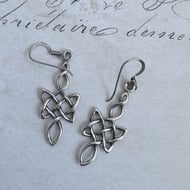 Vintage Sterling Silver Celtic Knot Drop Earrings - 6