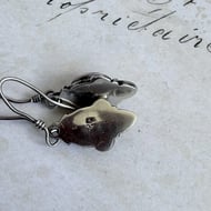 Sterling Silver Carnelian Drop Earrings Red Oval Cabochon Ornate Boho Dangle - 4